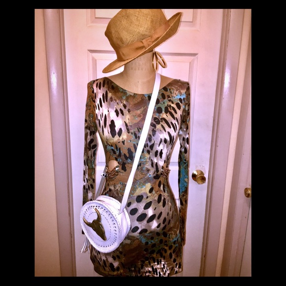 Sky Dresses & Skirts - Sky long sleeve chain detail like new leopard mini